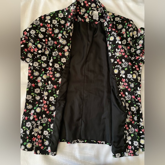 Alfred Dunner Blazer Spring Size 14 ditsy Floral Jacket Black - Picture 10 of 15